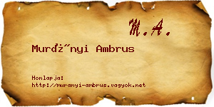 Murányi Ambrus névjegykártya